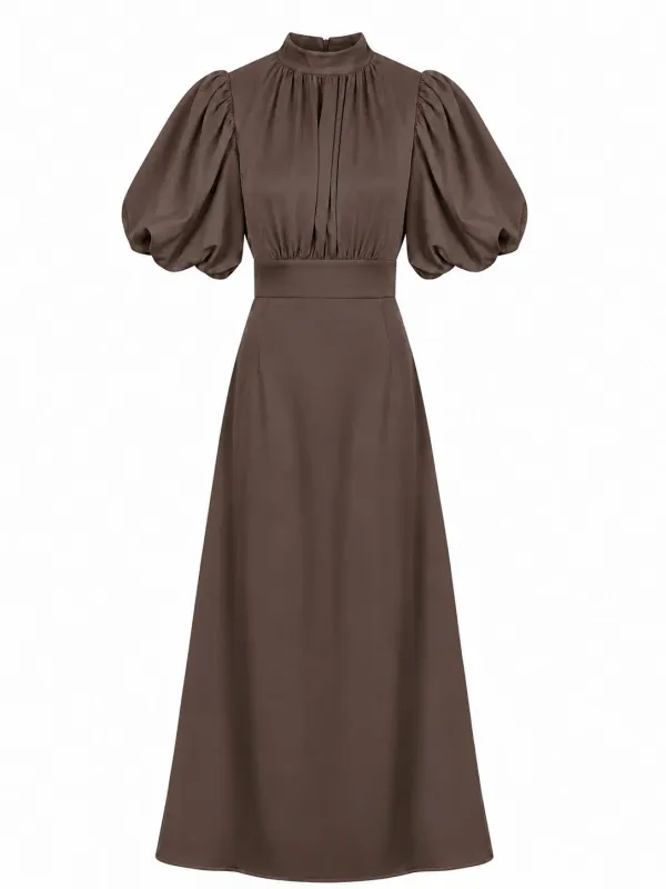 HOLLY DRESS LONG Coffee Brown