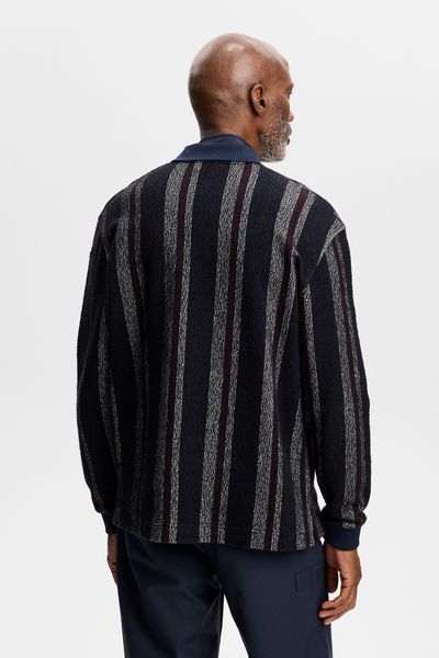 Hovedbilde BERGMAN JACQUARD OVERSIZE POLO Stripe Navy