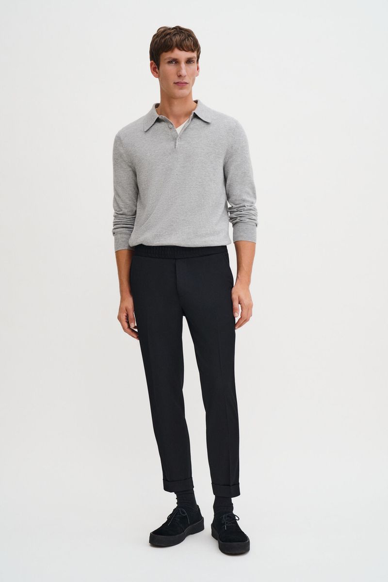 TERRY CROPPPED TROUSERS Black