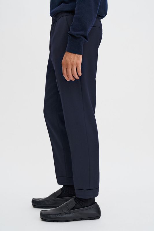 TERRY CROPPPED TROUSERS Navy