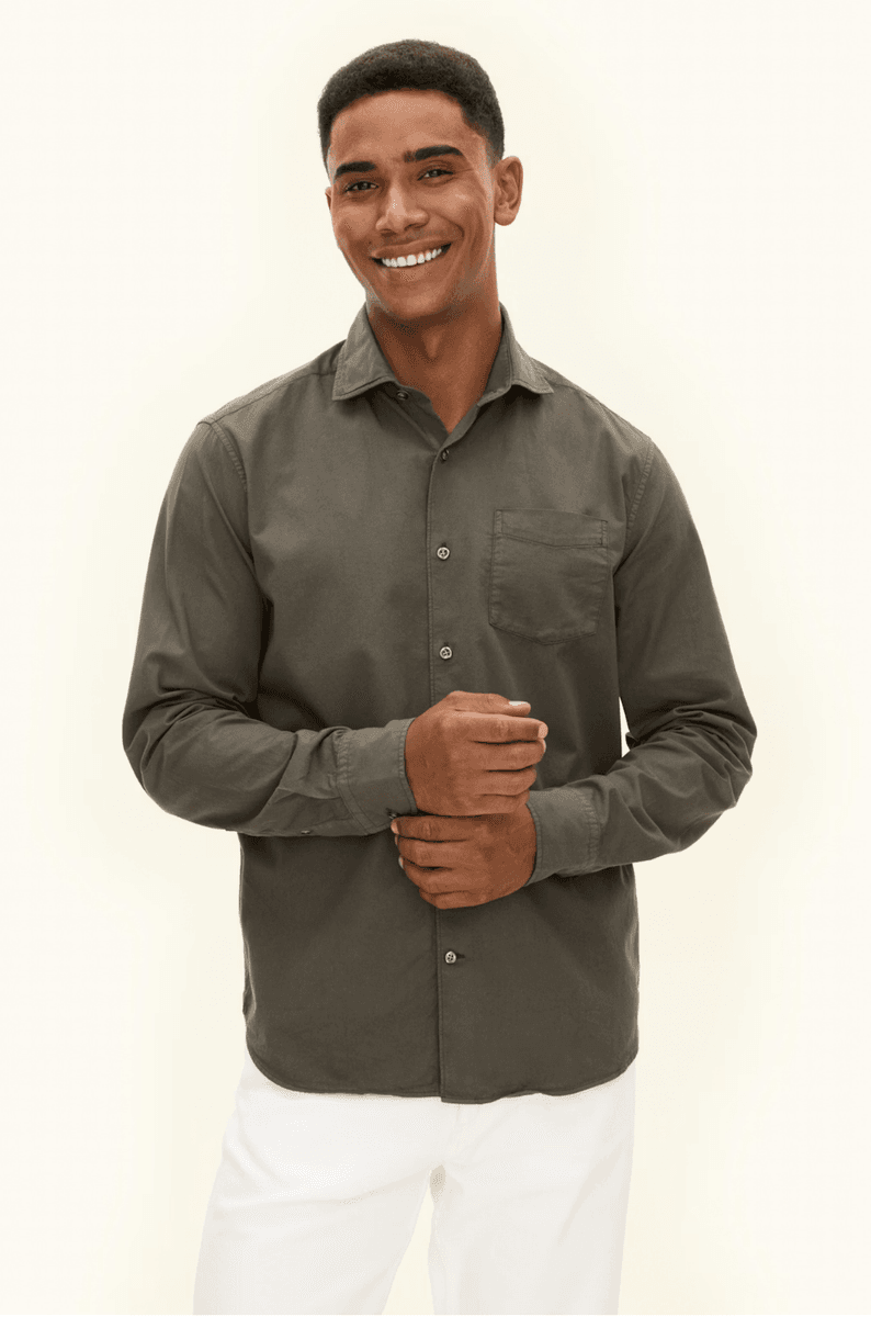 REGULAR FIT TWILLSKJORTE Tree Green