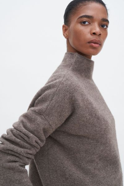 Hovedbilde MIKA YAK FUNNELNECK SWEATER Dark Taupe Melange