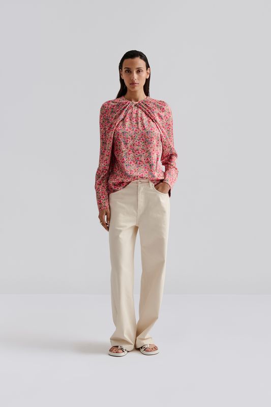 EVIE PLEATED NECKLINE BLOUSE Pink Ditsy