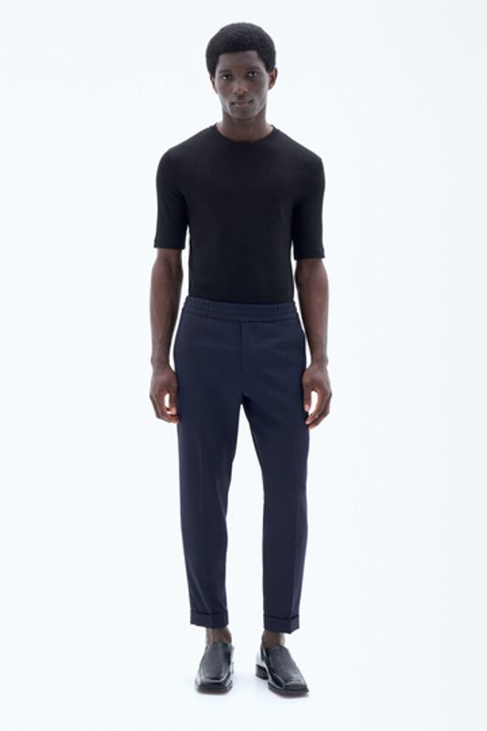 TERRY CROPPPED TROUSERS Navy