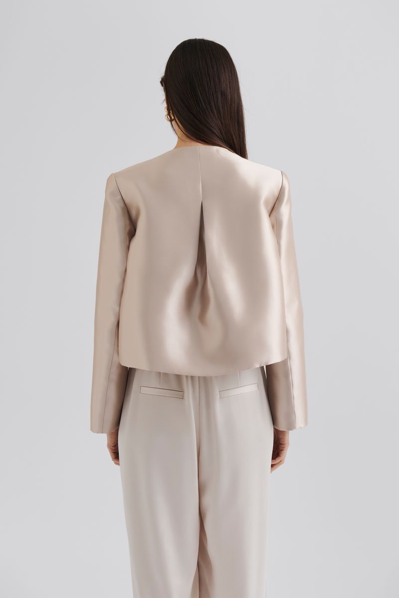 RUTHIE CROPPED LONG SLEEVE BLOUSE Soft Beige