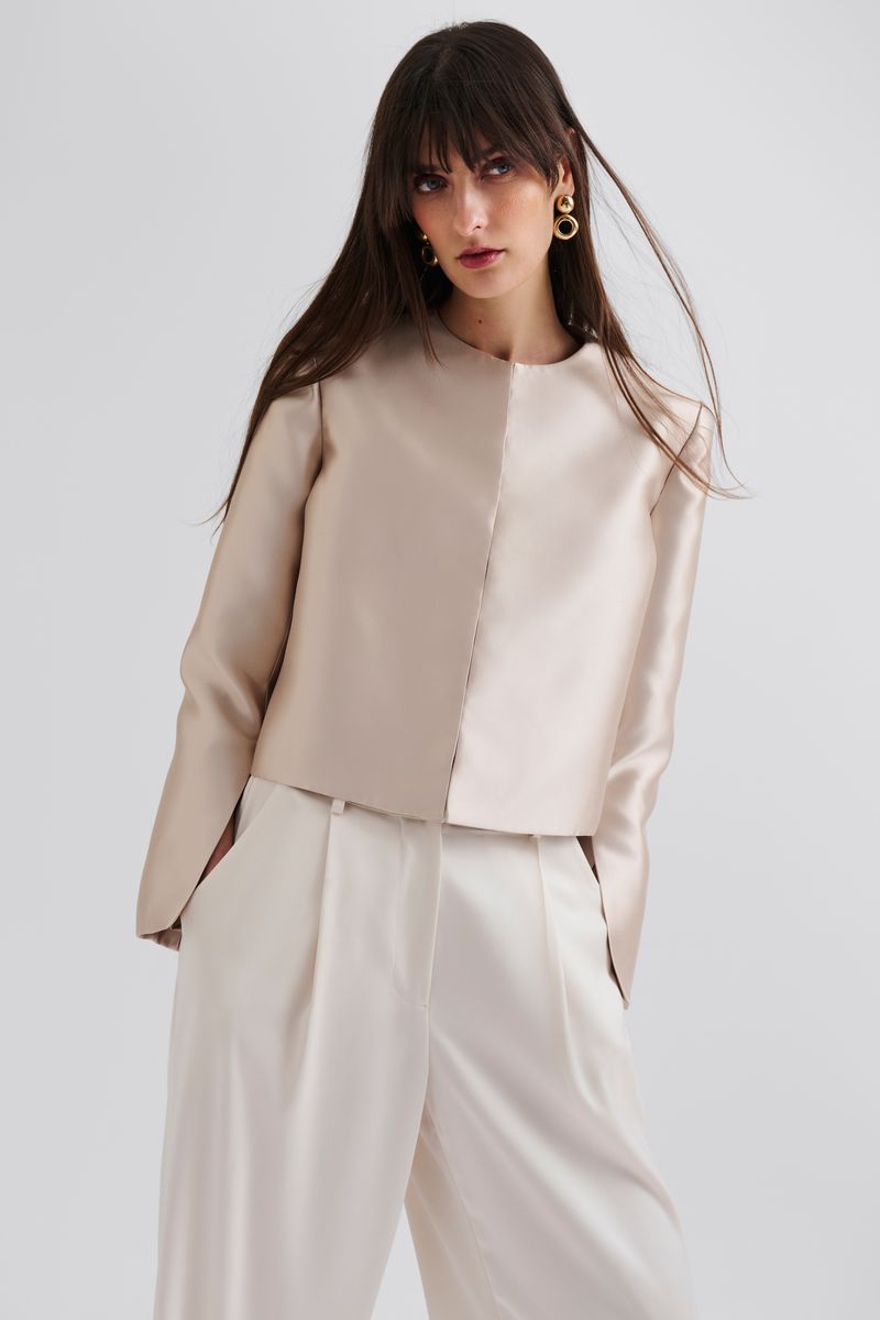 RUTHIE CROPPED LONG SLEEVE BLOUSE Soft Beige