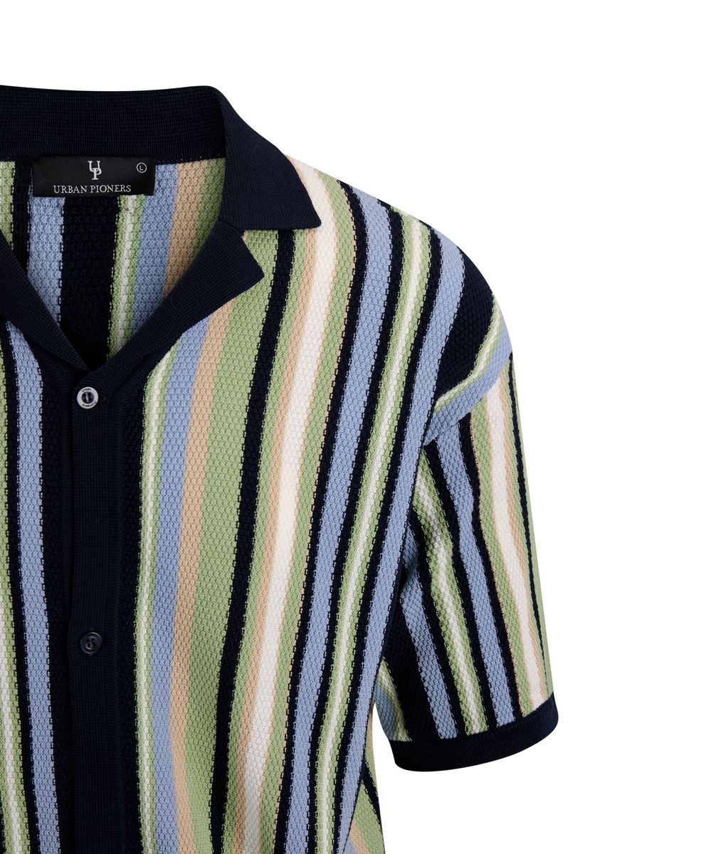 ARMANDO KORTERMET SKJORTE Mørk Blå Striper