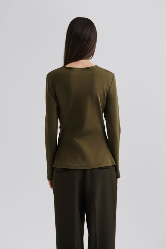 MAILEY JERSEY BROOCH LONG SLEEVE TOP 