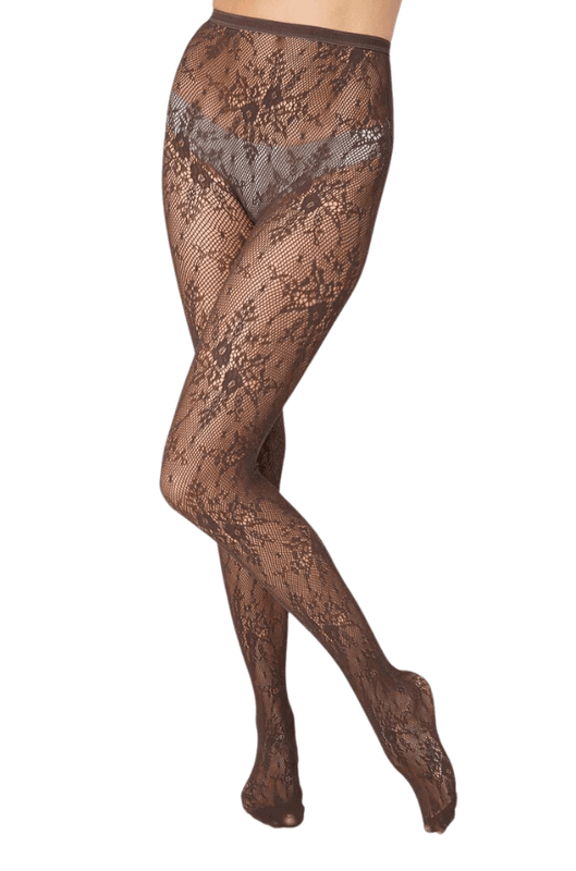 ROSA LACE TIGHTS Dark Brown