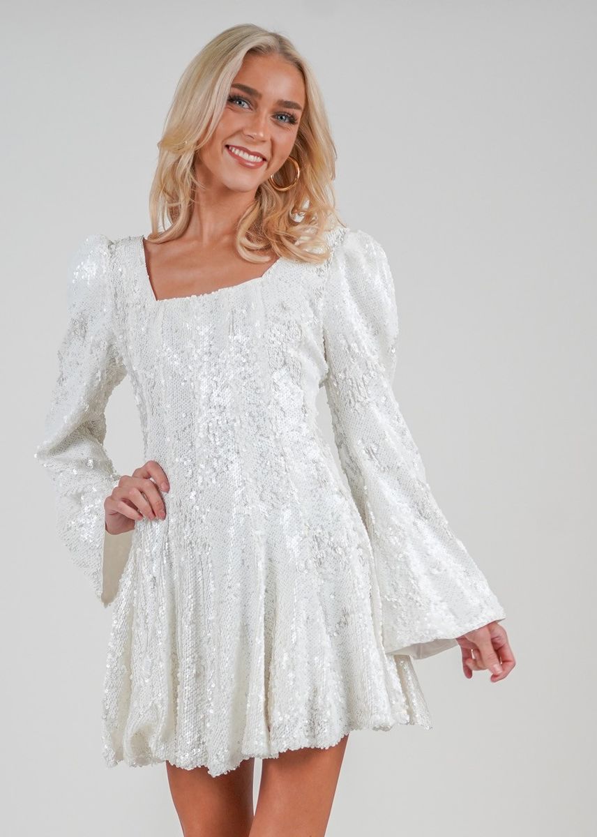 SOPHIE SEQUIN DRESS White