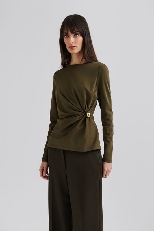 MAILEY JERSEY BROOCH LONG SLEEVE TOP 